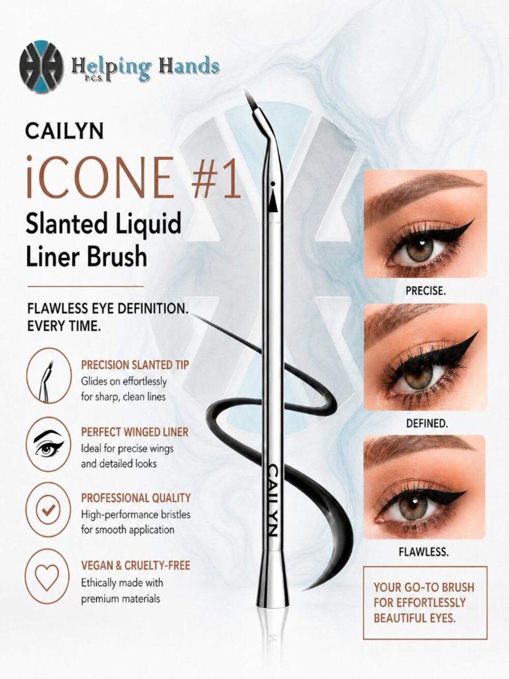 Cailyn iCONE #1 Slanted Liquid Liner Brush for Flawless Eye Definition